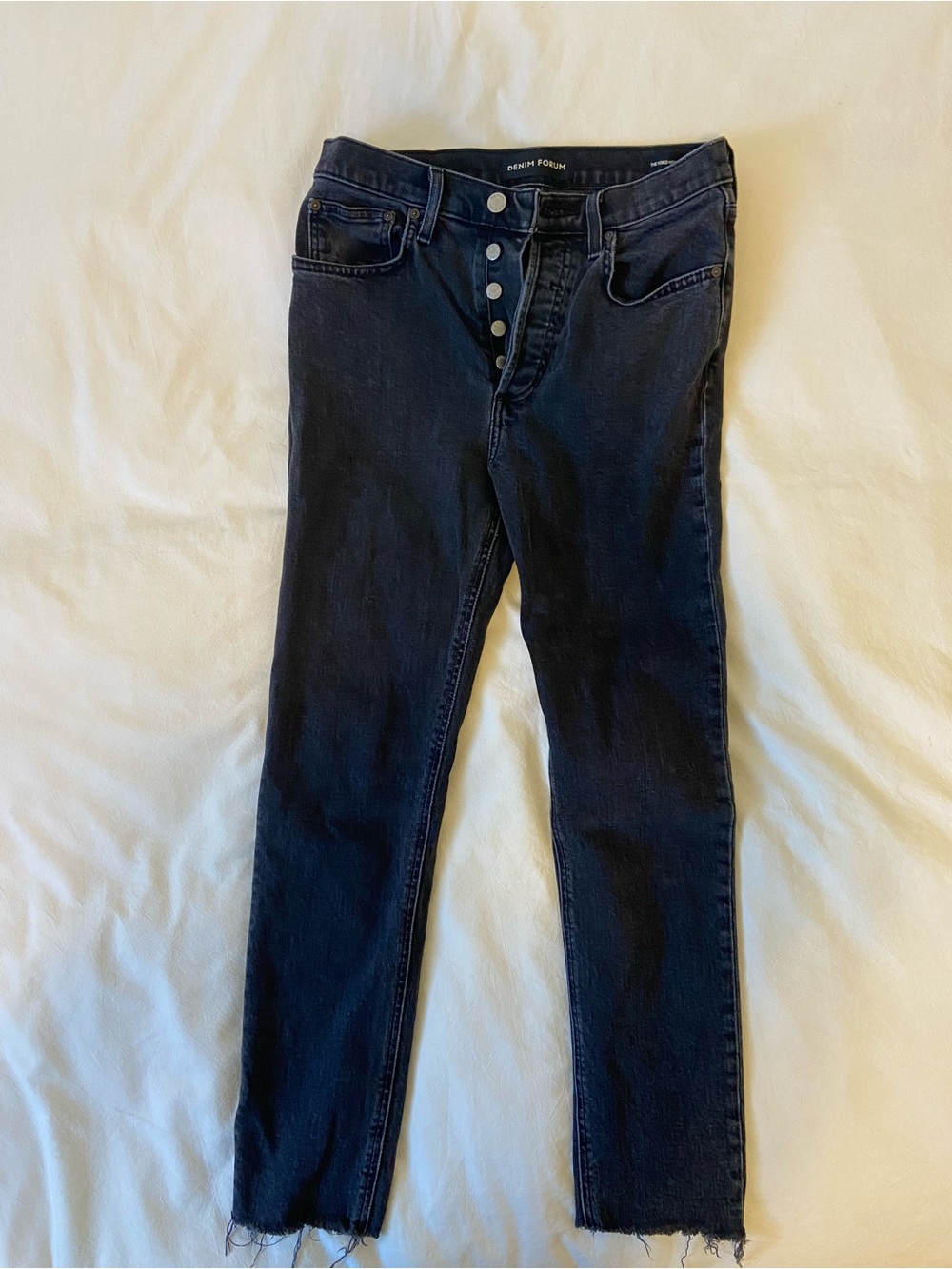 Denim Forum Black Skinny Jeans with Button-Fly